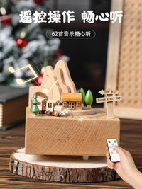 木质音乐盒发条八音盒旋转摩天轮生日毕业礼物送女童闺蜜儿童男孩 【发条款】摩天轮/天空之城支持刻字刻图