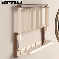 Morotel/摩洛特胡桃木美拉德浴巾架免打孔毛巾架浴室挂件套装