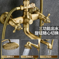 全铜仿古花洒套装浴室家用恒温淋浴复古法式中古风欧式水龙头美式