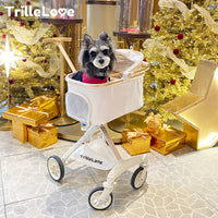 trillelove宠物推车轻便可折叠狗狗外出分离式遛狗车猫咪中小型犬 米白+（杯架+雨罩）mini款牛津布