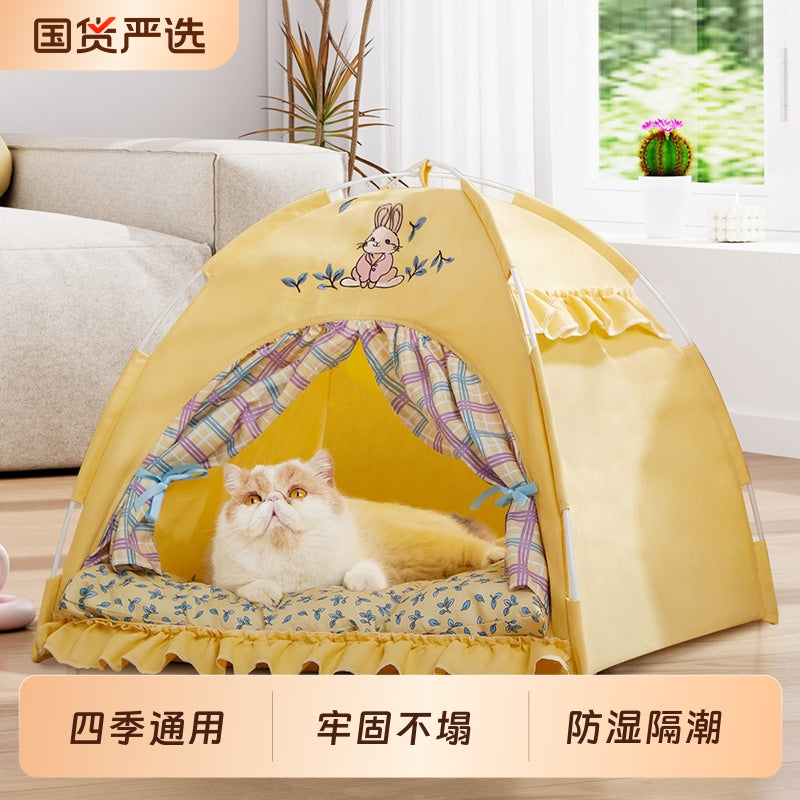 猫窝帐篷四季通用可拆洗封闭式别墅房子安全感狗狗睡觉用宠物夏天
