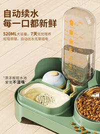 猫咪自动饮水器喂食一体小狗双碗宠物陶瓷喂食器斜口保护颈椎食盆