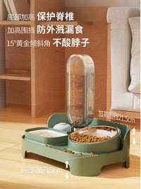 猫咪自动饮水器喂食一体小狗双碗宠物陶瓷喂食器斜口保护颈椎食盆
