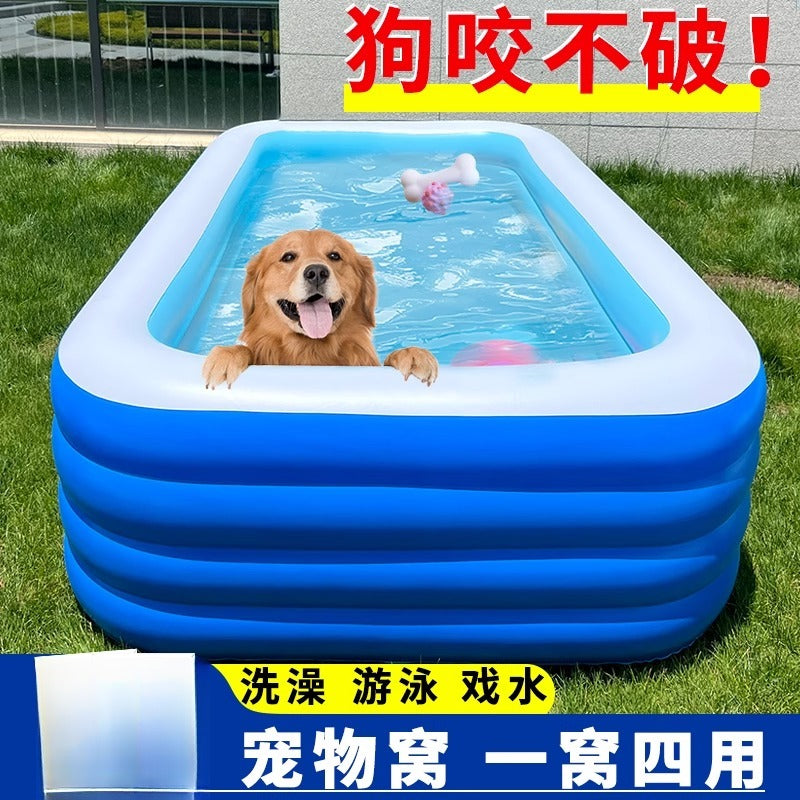 宠物游泳池加厚充气家用折叠狗狗洗澡池PVC大号宠物澡盆宠物犬游