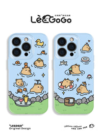 适用于iPhone16Promax夏天游泳水豚mate60华为pura70菲林手机壳软壳vivox100苹果15小米14卡皮巴拉oppo情侣12