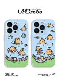 适用于iPhone16Promax夏天游泳水豚mate60华为pura70菲林手机壳软壳vivox100苹果15小米14卡皮巴拉oppo情侣12