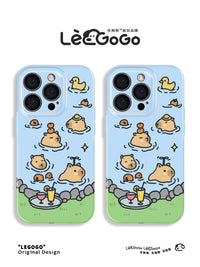 适用于iPhone16Promax夏天游泳水豚mate60华为pura70菲林手机壳软壳vivox100苹果15小米14卡皮巴拉oppo情侣12