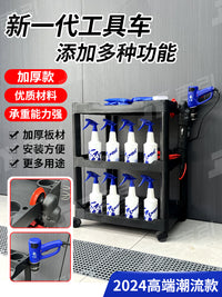 汽车美容工具车修理厂洗车贴膜店多功能平推车清洁移动置物手推车 三层加厚款工具车+2个热风枪挂钩