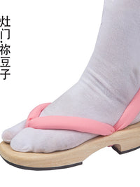 万圣节COS鬼灭之刃鞋动漫木屐 角色扮演祢豆子蝴蝶忍人字木底拖鞋
