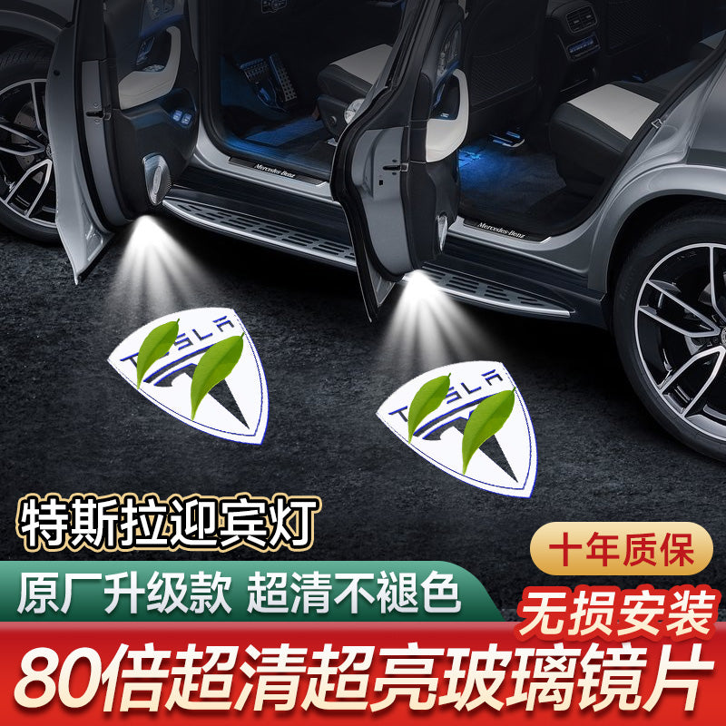 适用于特斯拉Model3/y迎宾灯带保险投影灯车门门灯氛围灯装饰丫