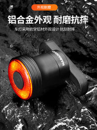 自行车尾灯智能感应刹车灯公路车夜骑灯山地车充电警示灯骑行装备