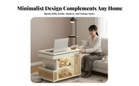 Adjustable Curved Design D End Table With Wheels Serving Trolley Mobile Design Versatile for Distant Workers, Homeowners