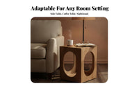 Sturdy Wood Block Table Wabi-Sabi Aesthetic Nightstand Distressed Finish Multifunctional for Interior Decorators, Students