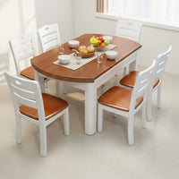 Space Saving Solid Wood Dining Set Convertible Round Dining Table for Living Room