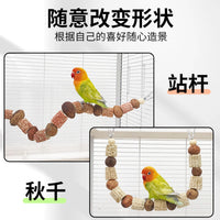 Parrot Chewing Toy with Corncob and Wooden Balls