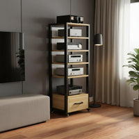 High-fidelity Component Cabinet with Drawer Multi-tier Audio Rack Sturdy Steel Frame Stable Structure Scratch-resistant Wood Suitable for Gift Giving Home Decoration Living Room Audiophile Entertainment
