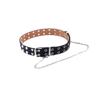 Punk Style Belt with Chain Decoration for Jeans, Faux Leather, Pin Buckle