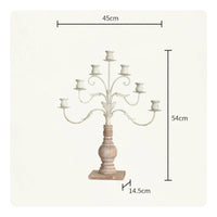 Candelabra with Wooden Base Freestanding Tabletop Candelabra Sculptural Taper Candle Holder for Event Planners, Dining Table, Wedding