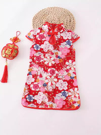 跨境女童旗袍表演服中国风中大童拜年礼服公主连衣裙外贸夏dress