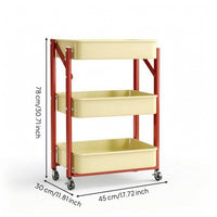 Rolling Cart with Mesh Baskets Space-Saving 3-Tier Rolling Cart Compact Portable for Students, Kitchen, Bedroom