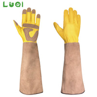 长款花园园艺手套牛皮耐磨防刺防割Long Gardening Gloves Welder