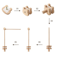 Wooden Crib Mobile with Bracket for Newborn Baby Bed