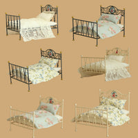 Vintage Metal Bed for BJD Dolls, 1/12 Scale, Miniature Dollhouse Furniture