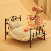 Vintage Metal Bed for BJD Dolls, 1/12 Scale, Miniature Dollhouse Furniture