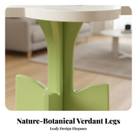 Flower Shaped Side Table Cream Look Flower Shaped End Table Floral Design Nightstand Rounded Edges Household Furniture