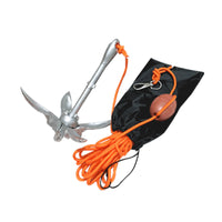 Folding Boat Anchor with Rope, Float, Hook, and Bag, Carbon Steel Hardware