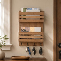 Wood Mail Organizer Double Layer Home Storage Wooden for Office