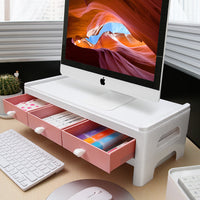 Nazhuang Plastic Desktop Monitor Stand with Two-Tier Storage, European Style