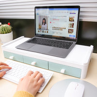 Nazhuang Plastic Desktop Monitor Stand with Two-Tier Storage, European Style