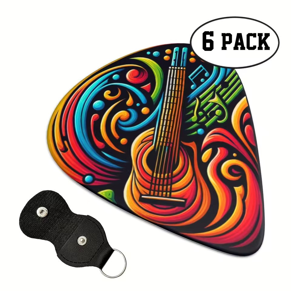Plastic Guitar Picks with Double-Sided Painting for Folk Guitar and Ukulele
