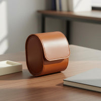 PU Leather Watch Box Dustproof Single Watch Travel Case Elegant Look Flat Bottom Stability for Men