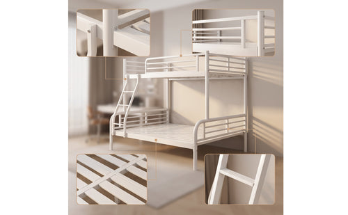 Space-Saving Metal Bunk Bed Sturdy Bunk Bed Frame Heavy Duty Furniture Long-Lasting for Children, Teens, Students, Shared Bedroom, Dorm Room