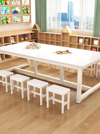 圆角幼儿园彩色课桌椅辅导班儿童画室绘画美术桌手工培训补习桌