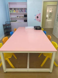 圆角幼儿园彩色课桌椅辅导班儿童画室绘画美术桌手工培训补习桌