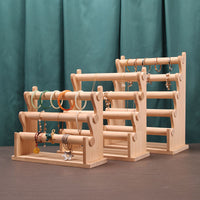 Tiered Jewelry Stand Large Capacity Necklace and Bracelet Holder Extra Sturdy Wooden Bracelet Display Rack for Teen Girls, Women, Vanity Table, Closet