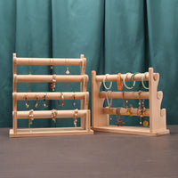 Tiered Jewelry Stand Large Capacity Necklace and Bracelet Holder Extra Sturdy Wooden Bracelet Display Rack for Teen Girls, Women, Vanity Table, Closet