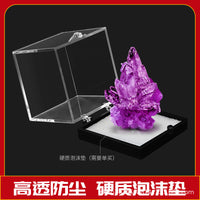 矿标盒原石矿物标本收藏展示盒连体式透明防尘防摔塑料收纳盒子
