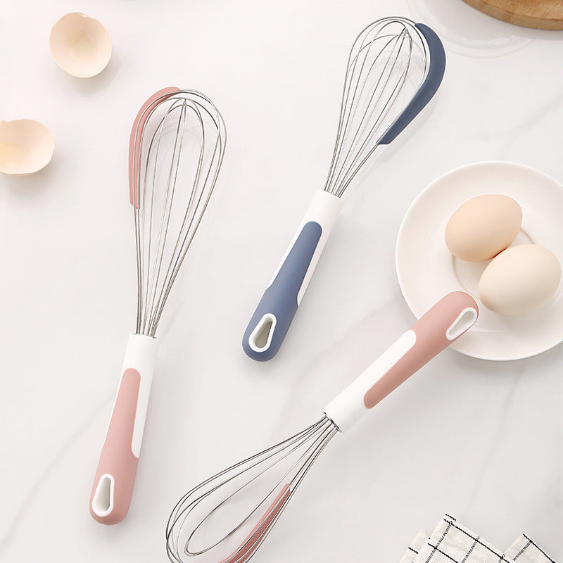 Nordic Multi-functional Egg Beater with Silicone Scraper, Stainless Steel Cream Whisk, Kitchen Baking Tool