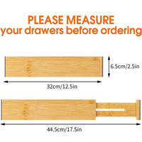 Bamboo Drawer Divider, Expandable, for Kitchen and Bedroom Storage