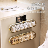 Wall-Mounted Transparent Underwear Sock Organizer Box with Lid, ABS+PET