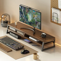 Computer Riser Desk Organizer Shelf for Monitor and Laptop, 2-Tier, Wood