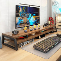Computer Riser Desk Organizer Shelf for Monitor and Laptop, 2-Tier, Wood
