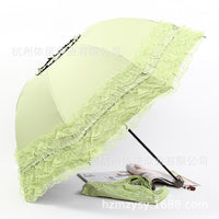 Five-Layer Lace Trim Umbrella, Three-Fold, Sun and Rain Dual-Use for Students