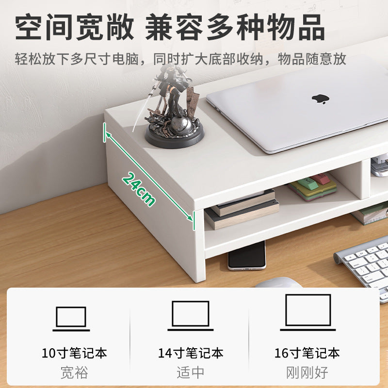 Modern White Desktop Riser with 3 Shelves for Electronics