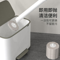 Xinyue Disposable Toilet Brush Set with 56 Antibacterial Brush Heads, Gray
