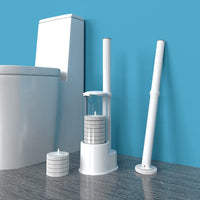 Xinyue Disposable Toilet Brush Set with 56 Antibacterial Brush Heads, Gray